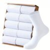 Men Crew Socks 10 Pairs Comfortable Breathable Casual Socks White