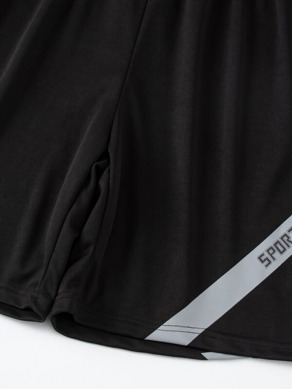 Men Sports Set Quick Dry T-Shirt Shorts Lightning Print Running Fitness Outfit