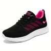 Women’s Running Shoes Lightweight Breathable Knit Sneakers (Black/Pink)