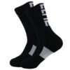 Women’s Basketball Socks Cushioned Mid-Calf Breathable Sports Socks (Black/White)