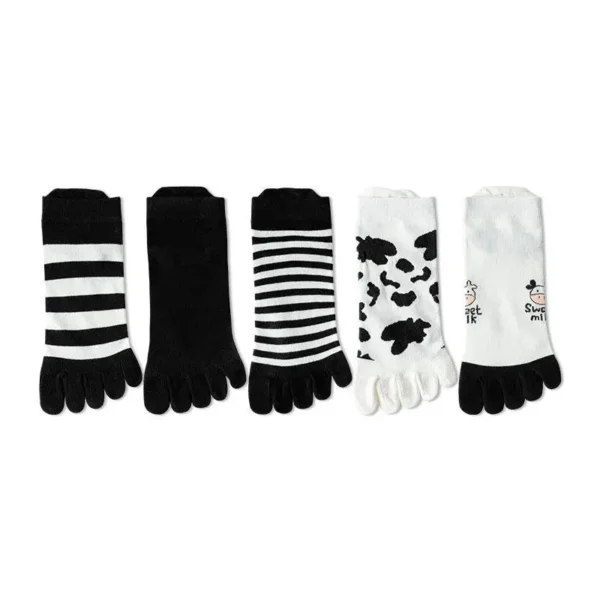 Sddde8756c3d4499aa4d944d4ee45dfdfY.webp Women Five Toe Socks 5 Pack Breathable Cotton Anti Odor Socks