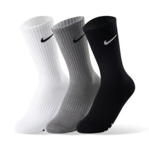 3 Pairs Nike Sports Socks Breathable Cushioned Athletic Crew Socks