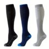 3-Pack Compression Socks Comfortable Breathable Support Socks (Black/Grey/Blue)